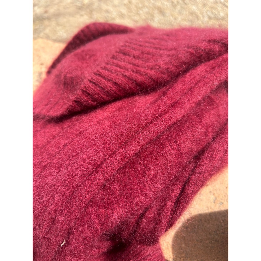 J.Crew Womens Burgundy 100% Cashmere Ribbed V-Neck Collared Sweater M Fall - Picture 12 of 13
